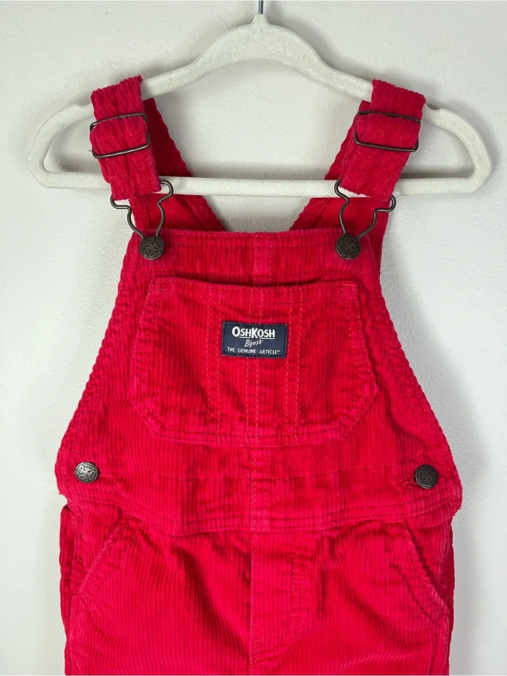 OshKosh B'gosh Toddler 18M Vibrant Red Corduroy Overalls Unisex Lined Dungarees